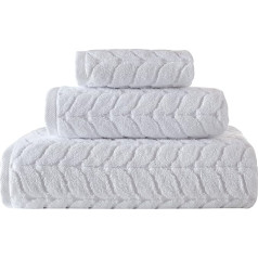 Bagno Milano 100% Turkish Cotton Jacquard Luxury Towel Set - Quick Drying Non-GMO Ultra Soft, Plush and Absorbent Luxury Durable Turkish Towels Set (White, 3-Piece Towel Set)