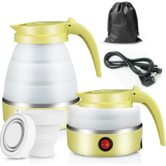 Foldable Kettle, Piashow 600 ml Camping Kettle Mini Travel Kettle Foldable Silicone Kettle with 2 Folding Cups, Travel Kettle Foldable Electric Small for Camping, Travel, Outdoor