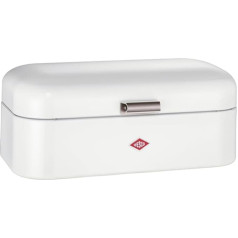 Wesco Grandy bread bin in white, powder-coated sheet steel, ventilation holes and sturdy handle