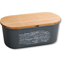 Kesper 58501 Bread Box, Material: Melamine, Bamboo, Dimensions: W: 34 x H: 14 x D: 18 cm, Colour: Grey, Brown