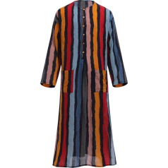 Odizli Kaftan Men's Long Sleeve Abaya Muslim Islamic Long Side Split Prayer Clothing Robe with Pockets