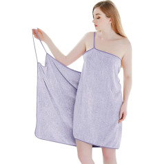 TINAYAUE Cozy V-Neck Bath Skirt with Fine Straps, Sexy Backless Suspender Bath Skirt, Strong Water Absorption, Bath Dress, Soft Thick Coral Fleece, Bath Towel for Women