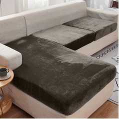 ‎Rosnek Rosnek Sofa Seat Cushion Cover for 1 Seater,Velvet Stretch Cover for Sofa Seat Cushions Couch Covers,Sofa Seat Cover Slipcover Protector L-Shaped Corner Sofas(1pc, Khaki), 1-Seater(Length 50-65cm)