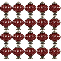 ZESLIV Pack of 20 Furniture Knobs, 33 mm, Wine Red, Pumpkin Ceramic Drawer Knob, Cupboard Handle, Furniture Knob, Children's Room Furniture Knob