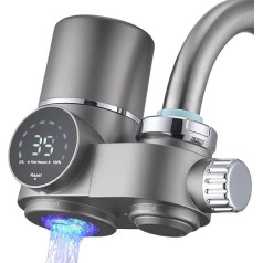 HOMELODY Water Filter Tap, Water Filter Drinking Water with LED Display, Removes Chlorine, Heavy Metals and Bad Taste, Tap Filter with Blue Light for Kitchen (Includes Filter x 1)
