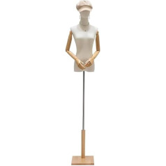 Female Dress Shape Mannequin Torso, Adjustable Height 120-190 cm, Clothing Display Model Body Stand with Head, Wooden Arms and Base for Sewing Clothes, for Clothes, Dress, Jewellery Display