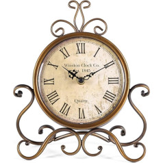 HZDHCLH Retro Silent Roman Table Clock for Living Room Bedroom Office Art Desk Clock (Copper)