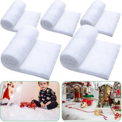 Aweyka 5 Pieces 0.4 x 3 m/0.2 x 0.9 m Christmas Snow Blankets, 2 Sizes, Artificial Snow Blanket, White, Thickened Cotton Rolls, Fluffy Artificial Snow Roll for Christmas, Village, Party, Party Favors,