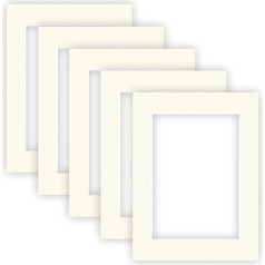 nielsen Conservation Passepartout Cardboard 2.2 mm, Set of 5, External Format 30 x 40 cm for Picture Format 20.5 x 29.5 cm (DIN A4), Cream White, Textured Surface
