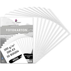 MarpaJansen Photo card in matt white, DIN A3 and A4, 50 sheets, 300 g/m² solid craft cardboard for cardboard and scrapbooks, Blue Angel certified