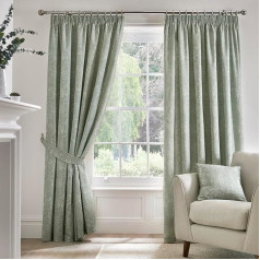 Dreams & Drapes 60 x 100% Cotton Pencil Pleat Curtains with Tie Backs - Aveline 46