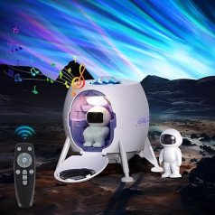 Exsivemy Astronaut Projector, Starry Sky Projector Aurora Light with Music Speaker, Timer, Astronaut Starry Sky Projector with Remote Control, White Noise for Children's Bedroom Ceiling