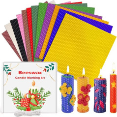 KIYTARBOO Beeswax Candle Making Set, 12 Colours Beeswax Candles 20 x 20 cm with 6 m Beeswax Plates, DIY Candles Gift Set for Children and Adults