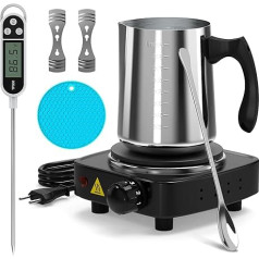 NOPWOK Candle Making Kit with Electronic Hotplate, Candle Making Kit for Adults, DIY Starter Candle Making Supplies, with 900 ml Candle Make Pouring Pot, Mixing Spoon, Wicks Holder, Thermometer