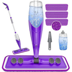 Papclean Wet Spray Mop for Cleaning Floors - Floor Cleaner Mop with 22oz Refillable Bottle, 3 Washable Pads, Flat Duster, Microfiber Mop Set for Wet Dry