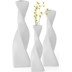 Grünara Vases Set of 3 - White Ceramic Vase Set of 3 for Modern Home Decor, Flower Vase for Pampas Grass and Dried Flowers
