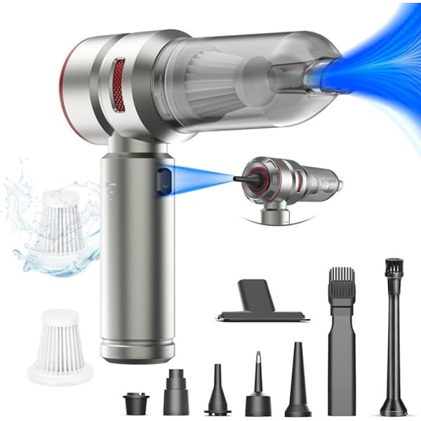 4-in-1 Handheld Vacuum Cleaner Battery, 20000 pa Handheld Vacuum Cleaner Battery Wireless, 6000 mAh Battery Handheld Vacuum Cleaner USB-C Rechargeable Portable Lightweight Mini Vacuum Cleaner for