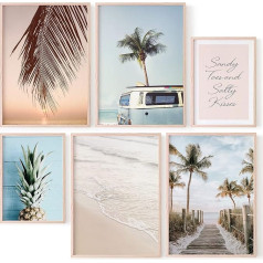 OHBIMBA® Sets of 6 Posters & Art Prints for Framing - Room Decoration and Wall Decoration Living Room - Boho Decoration and Pictures Bedroom - Beach Wall Decoration - Size 4 x A3 + 2 x A4