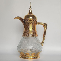 CHEYLIZI 1600 ml Moroccan Teapot 24 Hours Heat Preservation Elegant Oriental Coffee Pot for Juice Milk Arabic Teapot with Lid Filter for Home Afternoon Tea, Gold