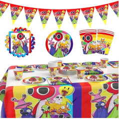 Rainbow Friends Party Set, 71 Pieces Rainbow Friends Party Tableware Set, Party Tableware Rainbow Friends Birthday Party Supplies, Plates Birthday, Napkins, Party Tableware Birthday Decoration