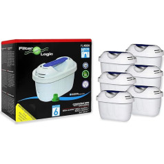 FilterLogic Universal 6 Pack Filter Cartridges Compatible with Brita Maxtra Water Jugs-Marella-Elemaris Also fits Bosch Tassimo TAS5542GB-Terraillon Easy Match-Aquaphor Maxfor-Dafi Unimax, White