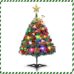 Mini Christmas Pine 24 Inches / 60 cm Small Table Top Artificial Christmas Tree with LED String Lights Ornaments Decor for Room and Office