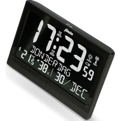 Alecto AK-70 Large Digital Clock with Thermometer and Hygrometer, Radio-Controlled Alarm Clock with Temperature Display, Black