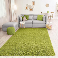 VIMODA Prime Shaggy Rug, High Pile, Long Pile, Plain, Modern, Green, for Living Room, Bedroom, Kitchen, Dimensions: 120 x 170 cm