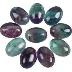 Lovionus89 18 x 13 mm Oval Cabochons Flatback Crystal Stone Gemstones Beads for Jewellery Making DIY Pack of 10, Fluorite
