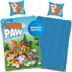 Paw Patrol Bed Linen 135 x 200 cm 80 x 80 cm Pillow Cover [Reversible Design] Children's Bed Linen Boys Cotton Oeko-Tex Standard 100 German Size