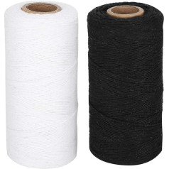 Cotton Warp Thread for Weaving, Black and White Sewing Thread 250 M, 2 Pieces Tapestry Warp Thread, Weaving Thread for Loom