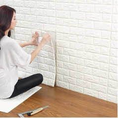 Ray-Velocity 3D Brick Wallpaper, DIY Waterproof Self-Adhesive Wall Sticker, 3D Brick Stone Look, Decorative Wallpaper for Living Room, TV, Wall, Background, Children's Room, Bathroom or Kitchen, Decoration