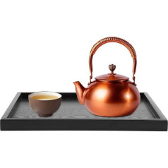 Solid Wooden Tray Black 30 x 24 cm Rectangular Serving Tray Japanese Breakfast Tea Plate Bathroom Decorative Tray for Home Restaurant Bar