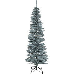 SHATCHI 120cm Flocked Narrow Artificial Christmas Tree Decoration with Lace Tips and Metal Stand - Frost Green, 120cm