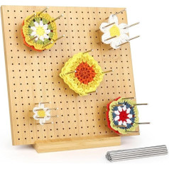 Katech 28 cm / 11.02 inch locking board for granny square, wooden board for handmade crochet knitting, wooden blocking board stretches granny squares, crochet blocking board, crochet board with 30 bar