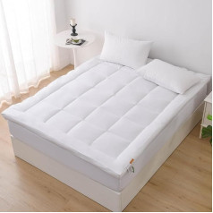 Glamhaus THICK QUILTED MATTRESS TOPPER PADDED COTTON ANTI ALLERGENIC Oeko Tex 100 & Silvadur Standard 800gsm with Matching Skirt (Super King 180x200cm)