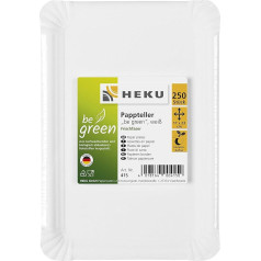 HEKU be green Disposable Paper Plates, Pack of 250, 17 x 23 cm, Compostable & Environmentally Friendly, Ideal for Various Occasions, No Coating, 100% Fresh Fibre