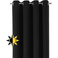 BEAUTEX Blackout Curtain with Eyelets, Blackout Eyelet Curtain, Opaque, Darkening, Choice of Sizes and Colours (Width: 300 cm, Height: 245 cm, Black)