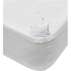 Adjustable Terry Towelling Mattress Protector, Waterproof, Breathable, Mite-Resistant, Various Sizes, White (150 cm Bed)