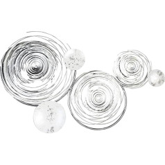 Casablanca 74965 Wall Decoration Circles Metal White/Silver - Suitable for Indoor Use Only - Height: 56 cm W: 94 cm D: 6 cm