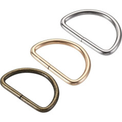 sourcing map 15 Pcs Silver Tone Gold Bronze Metal D Ring Buckle 38mm D Ring Buckle