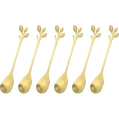 uxcell Kaffeelöffel aus Edelstahl, 12,2 cm, kleines Geschirr, Dessertlöffel, Rührlöffel für Eistee, Kaffee, Dessert, Gold, 6 Stück