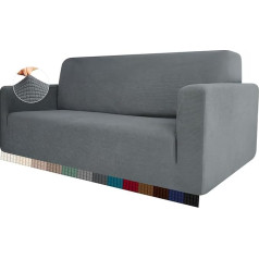 HEYOMART Stretch Sofa Cover 1 Piece Sofa Cover Spandex Jacquard Elastic Couch Cover with Non-Slip Foam (L-Shaped Corner Sofa Requires Two) - 3 Seaters, Light Grey
