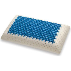 Marcapiuma Memory Pillow - Blue Air Massage - Ultra Breathable Cushion with Massage Effect, 100% Cotton, Memory Foam Pillow, Orthopaedic, Made in Italy