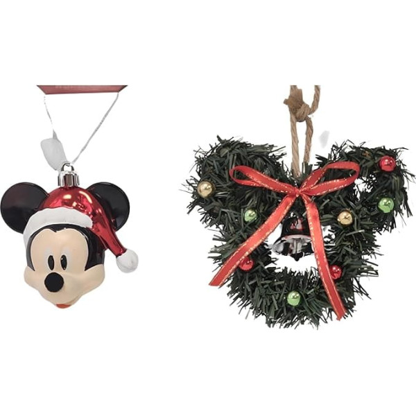 Divas World Mickey Mouse Face Christmas Bauble and Wreath