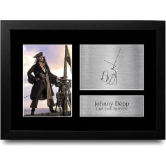 HWC Trading Johnny Depp A4 Framed Signed Printed Autographs Picture Print Photo Display Gift For Pirates Of The Caribbean Film Fans