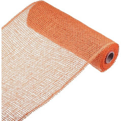 sourcing map 10 inch x 15 Yards PP Jute Netting Ribbon for Home Outdoor Wreath Decoration (1 Roll, Orange)