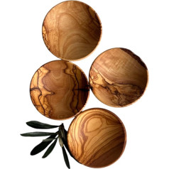 Egedeneve Olive Wood Sauce Bowls Set of 4 Sauce Bowls Dipping Decorative Test Bowl Handmade Dipping Bowl