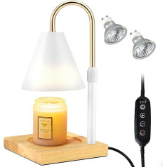 Domisyee Candle Warmer Lamp, Candle Warmer Lamp with Timer 2H/4H/8H, Modern Electric Candle Warmer, Height Adjustable, 4 Brightness Levels, Candle Warmer Lamp for Scented Candles