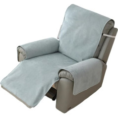 NUODWELL Recliner Chair Cover, Non-Slip Armchair Cover, Reversible Sofa Slipcover with Elastic Adjustable Strap, Washable Armchair Furniture Protector for Kids and Pets (Light Blue, 24x75inch)